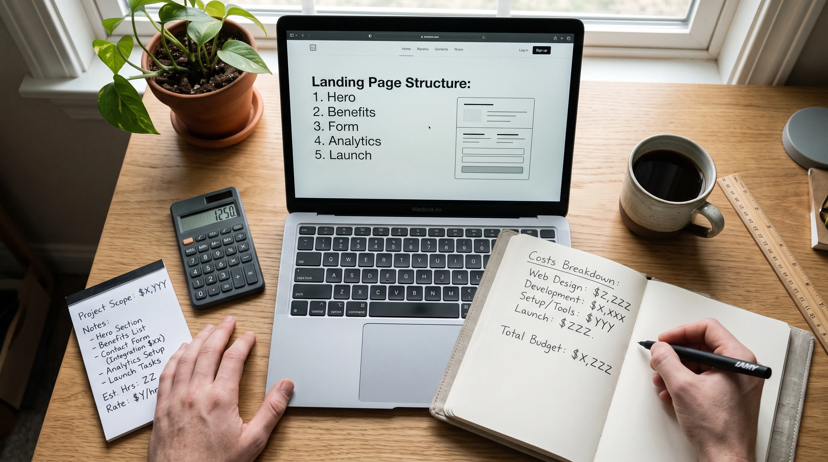 Рабочая сцена к материалу "Сколько стоит лендинг под ключ"